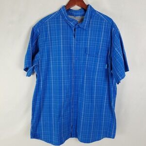 Columbia‎ Mens XL Plaid Short Sleeve Button Down Shirt Casual Outdoor Blue